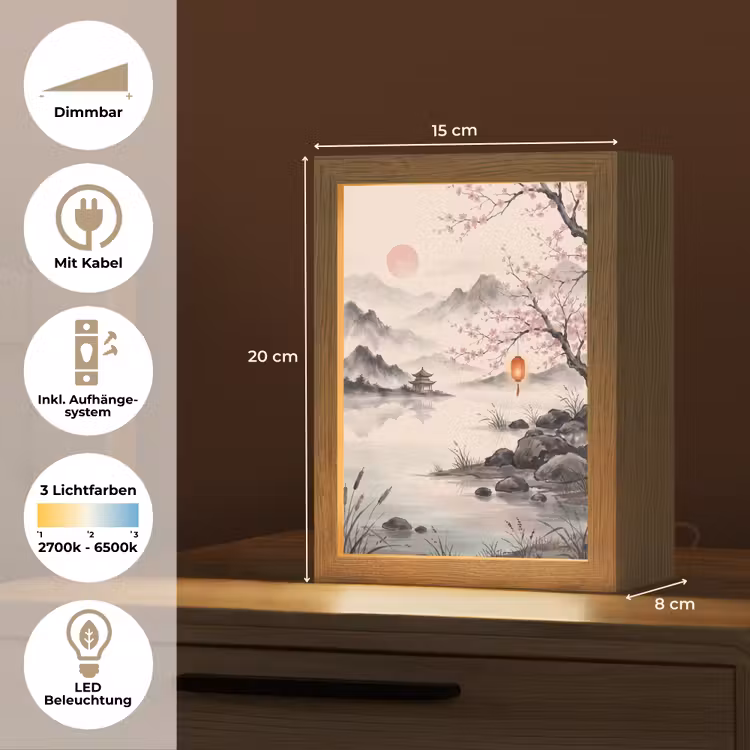 Zon - Japans - Traditioneel Light Box met kabel (Tafellamp) klein -USP_DE