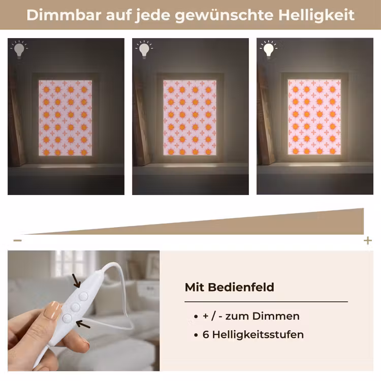 Zon - Patroon - Roze Light Box met kabel (Tafellamp) klein 925 -USP_dimbaarDE