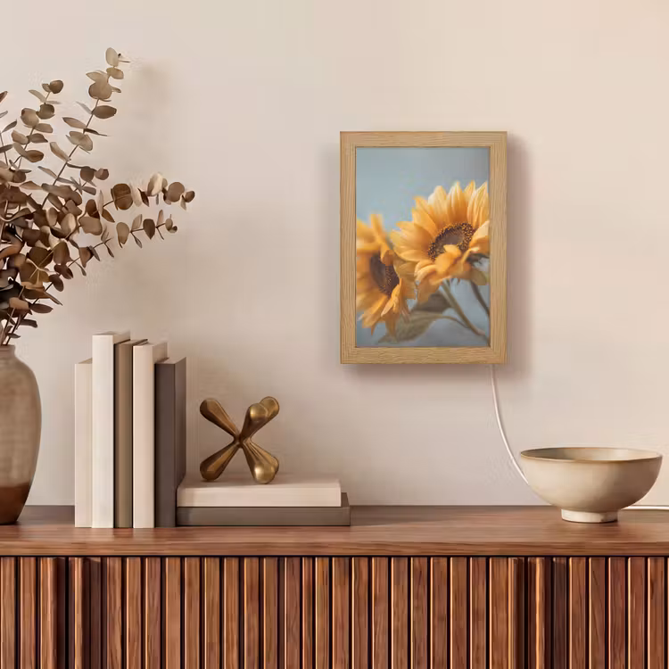 Zonnebloemen - Geel - Wazig Light Box met kabel (Tafellamp) klein -sfeer2