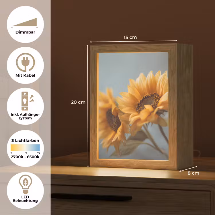 Zonnebloemen - Geel - Wazig Light Box met kabel (Tafellamp) klein -USP_DE