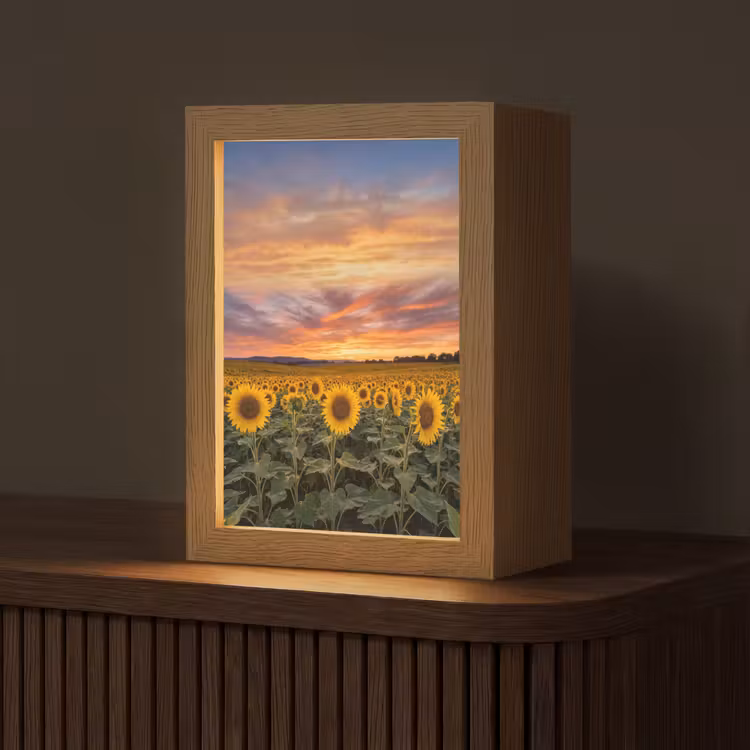 Zonnebloemen - Heuvellandschap - Geel Light Box met kabel (Tafellamp) klein -z3d_website