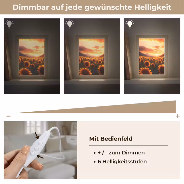Zonnebloemen - Zonsondergang - Landschap Light Box met kabel (Tafellamp) klein -USP_dimbaarDE