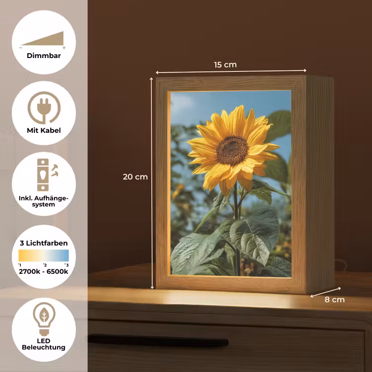 Zonnebloemen - Helderblauwer lucht - Gras Light Box met kabel (Tafellamp) klein -USP_DE