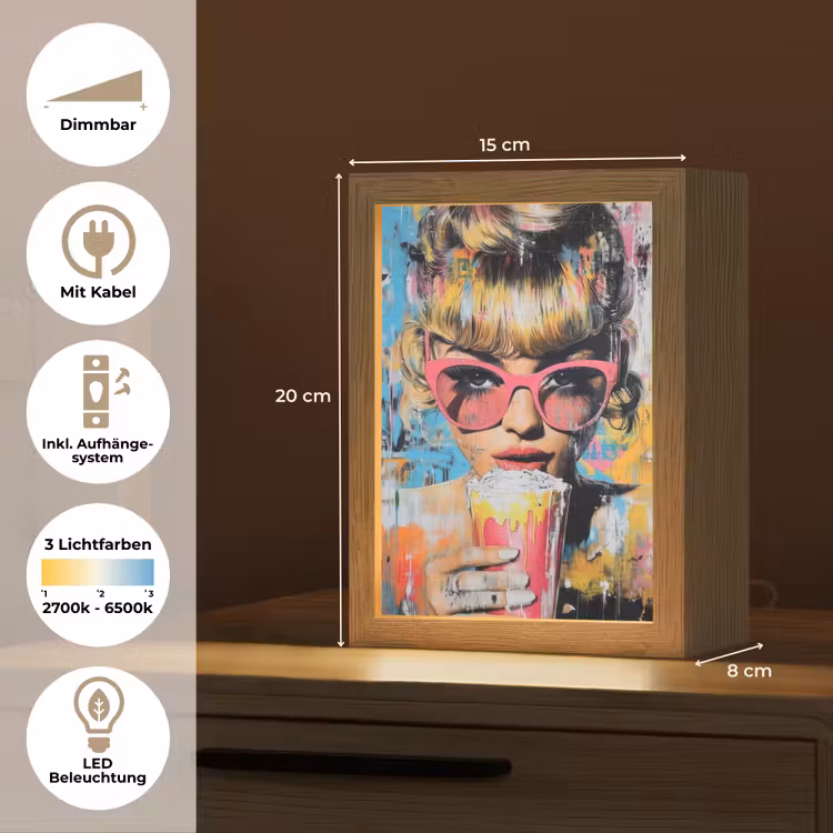 Zonnebril - Vrouw - Kleurrijk - Verfspetters Light Box met kabel (Tafellamp) klein -USP_DE