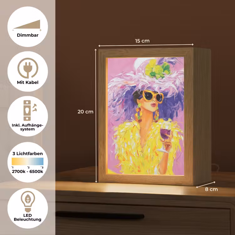Zonnebril - Vrouw - Jas - Veren Light Box met kabel (Tafellamp) klein -USP_DE