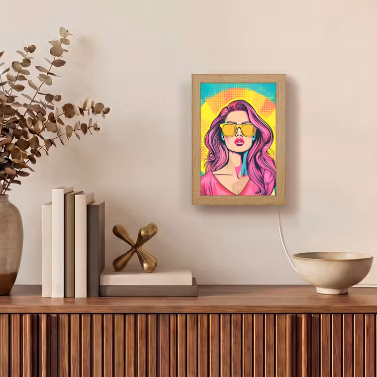 Zonnebril - Vrouw - Zonnig - Geel Light Box met kabel (Tafellamp) klein -sfeer2