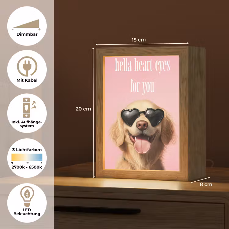 Zonnebril - Hartjes - Hond - Valentijn Light Box met kabel (Tafellamp) klein -USP_DE