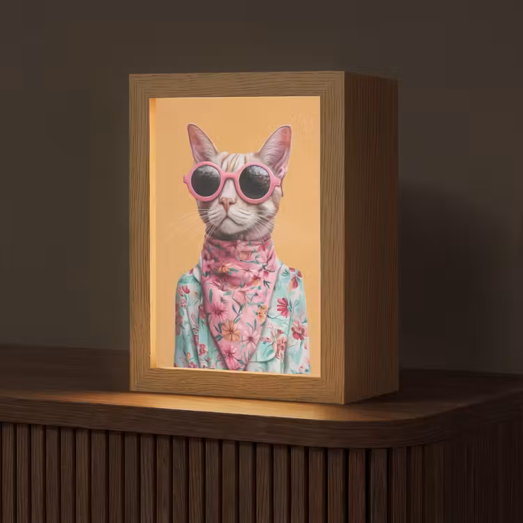 Zonnebril - Kat - Sjaal - Bloemen Light Box met kabel (Tafellamp) klein -z3d_website
