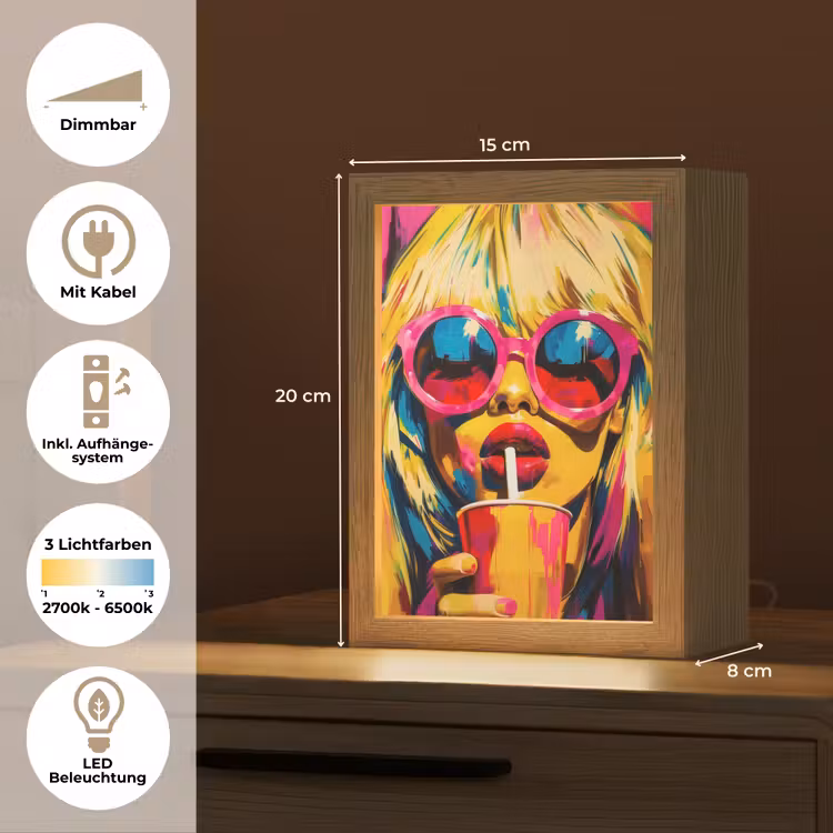 Zonnebril - Roze - Vrouw - Rietje Light Box met kabel (Tafellamp) klein -USP_DE