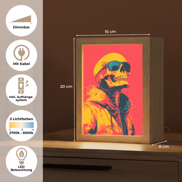 Zonnebril - Schedel - Jas - Rood Light Box met kabel (Tafellamp) klein -USP_DE