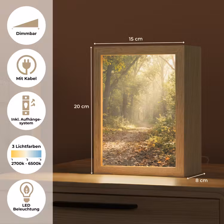 Zonlicht - Bospad - Bomen Light Box met kabel (Tafellamp) klein -USP_DE