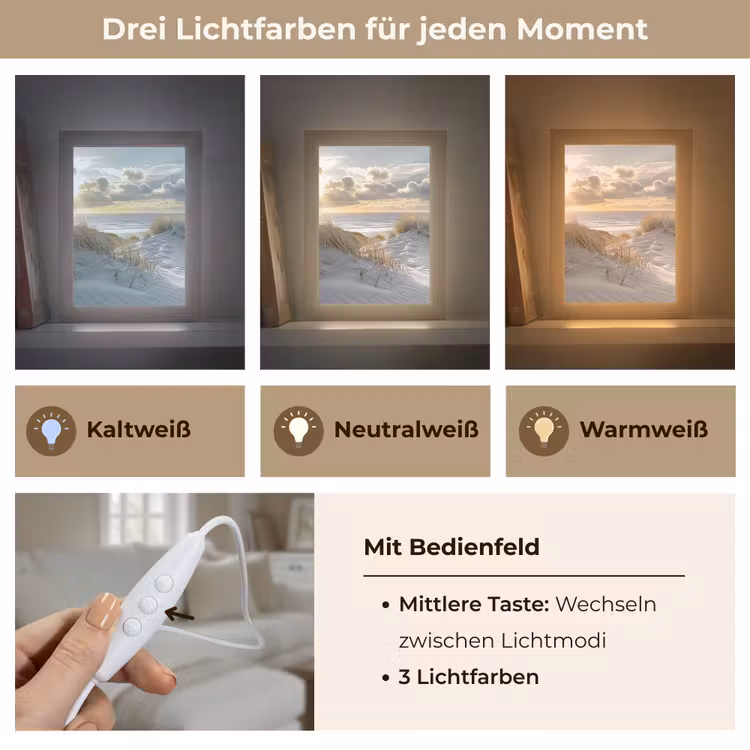 Zonsondergang - Duinen - Planten - Natuur - Strand Light Box met kabel (Tafellamp) klein -USP_lichtkleurDE