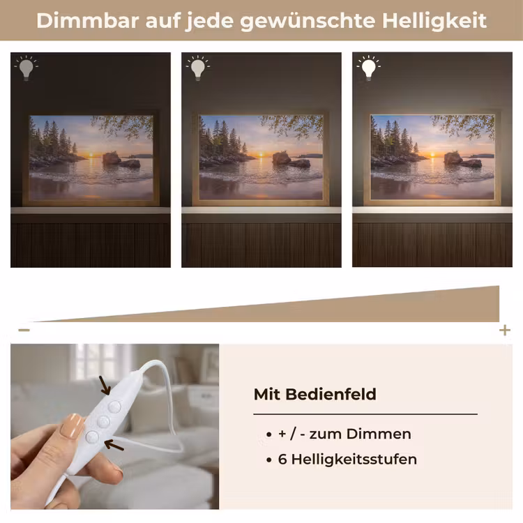 Zonsondergang - Kust - Water - Natuur - Oranje Light Box met kabel (Tafellamp) klein -USP_dimbaarDE