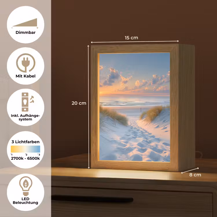 Zonsondergang - Strand - Natuur - Zee - Zomer Light Box met kabel (Tafellamp) klein -USP_DE