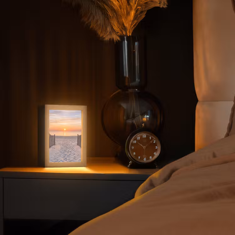 Zonsondergang - Strand - Zand Light Box met kabel (Tafellamp) klein -sfeer1