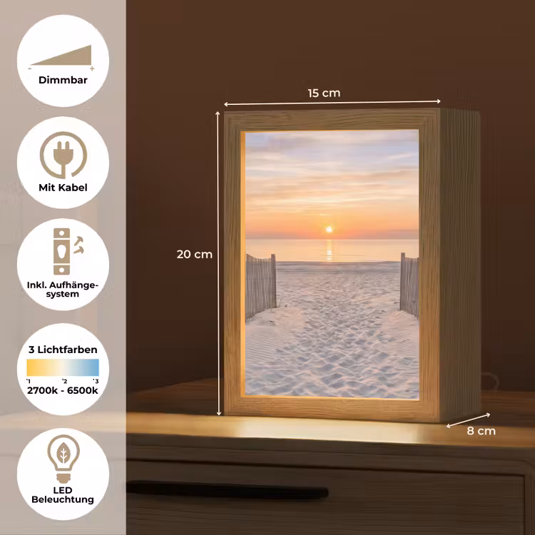 Zonsondergang - Strand - Zand Light Box met kabel (Tafellamp) klein -USP_DE