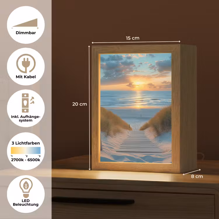 Zonsondergang - Strand - Zomer - Landschap Light Box met kabel (Tafellamp) klein -USP_DE