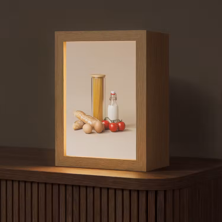 Spaghetti - Melk - Tomaten - Eieren - Brood Light Box met kabel (Tafellamp) klein -z3d_website