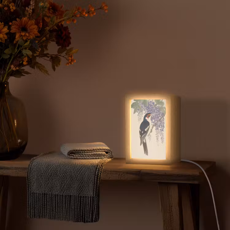 Specht - Bloemen - Paars Light Box met kabel (Tafellamp) klein -sfeer4