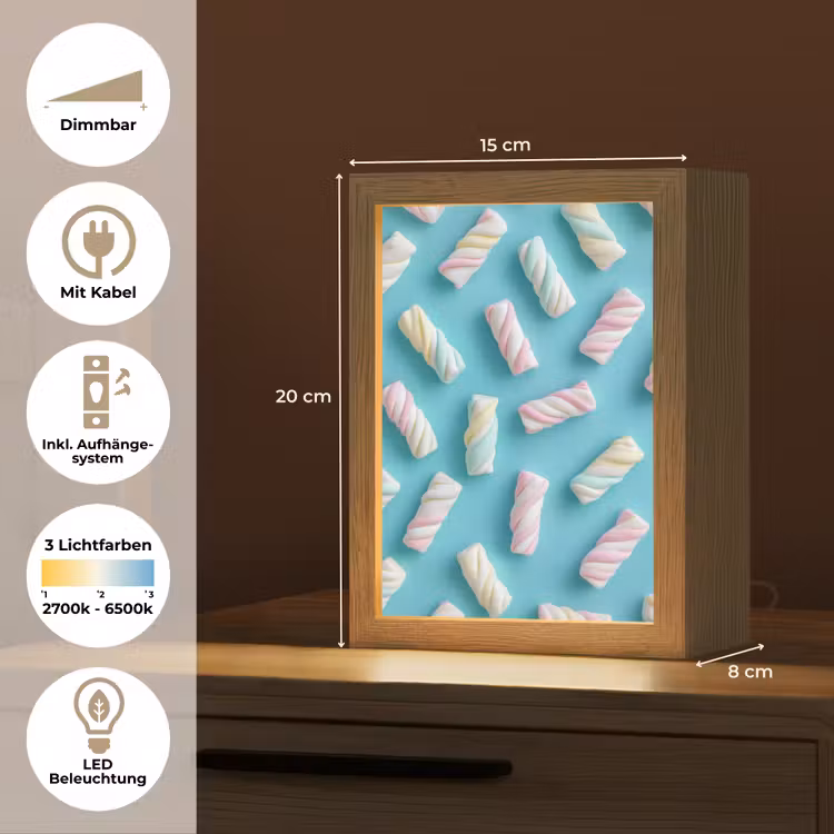 Spekjes - Pastel - Snoep - Blauw Light Box met kabel (Tafellamp) klein -USP_DE