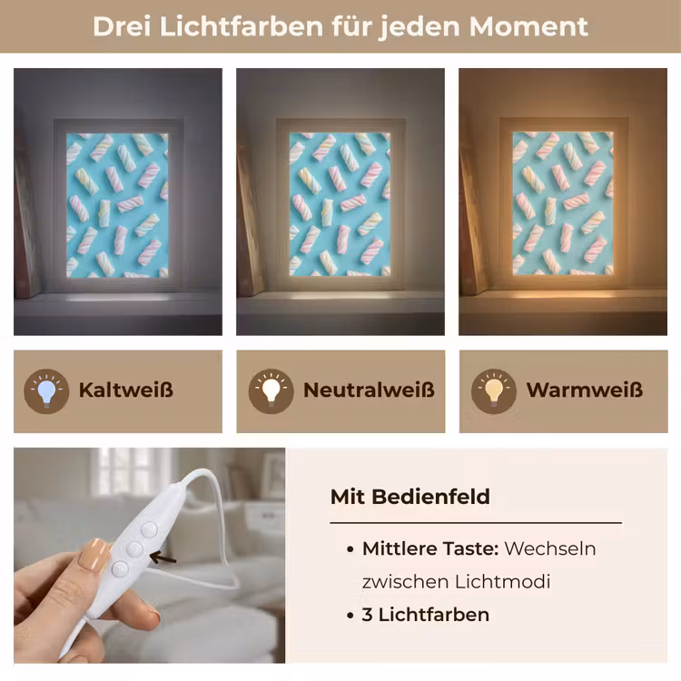 Spekjes - Pastel - Snoep - Blauw Light Box met kabel (Tafellamp) klein -USP_lichtkleurDE