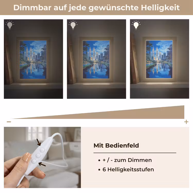 Stad Kuala Lumpur - Skyline - Wolkenkrabbers - Water Light Box met kabel (Tafellamp) klein -USP_dimbaarDE