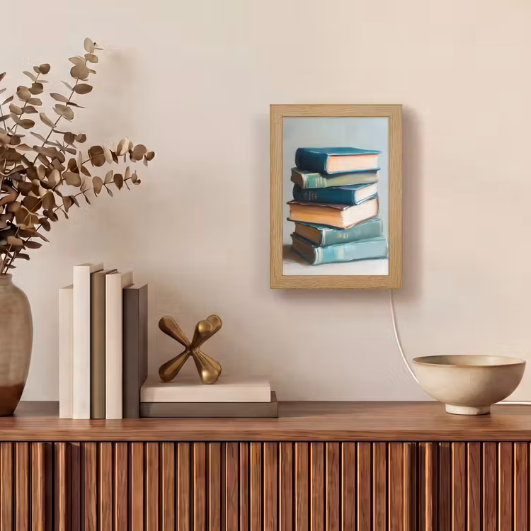 Stapel - Boeken - Groen - Daglicht Light Box met kabel (Tafellamp) klein -sfeer2