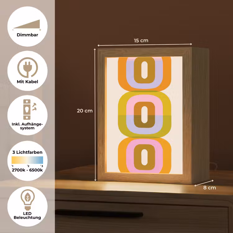 Stapel - Vormen - Geblokt - Oranje Light Box met kabel (Tafellamp) klein -USP_DE