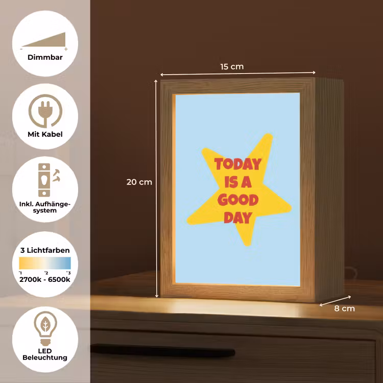 Ster - Today is a good day - Blauw Light Box met kabel (Tafellamp) klein -USP_DE
