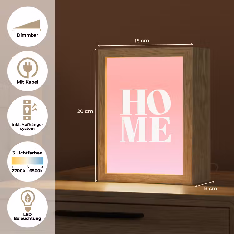 Home - Letters - Groot - Roze Light Box met kabel (Tafellamp) klein -USP_DE