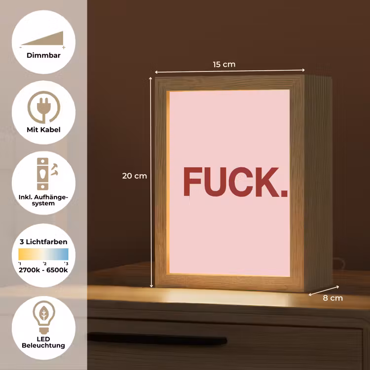 Statement - Krachtig - Roze Light Box met kabel (Tafellamp) klein -USP_DE