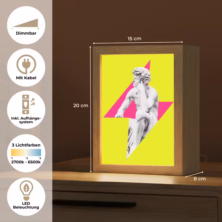 Beeld - Man - Bliksemschicht - Geel Light Box met kabel (Tafellamp) klein -USP_DE