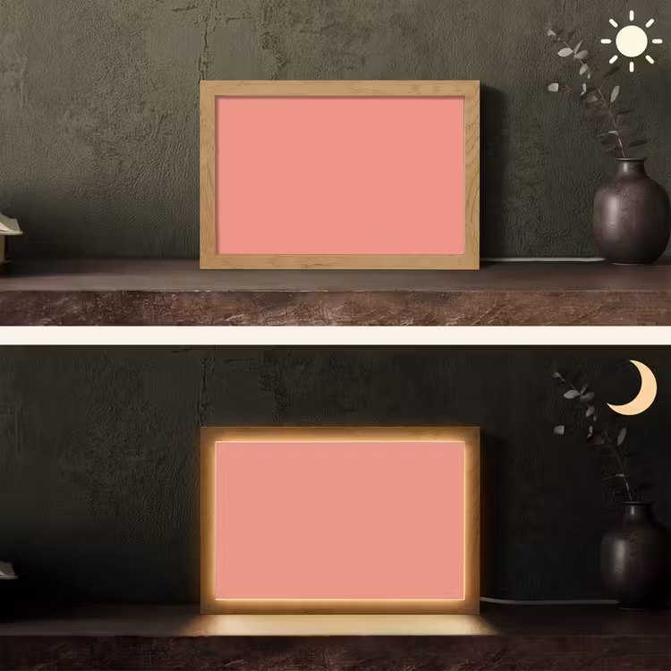 Dusty - Peach - Koraal Light Box met kabel (Tafellamp) klein 924 -sfeer3