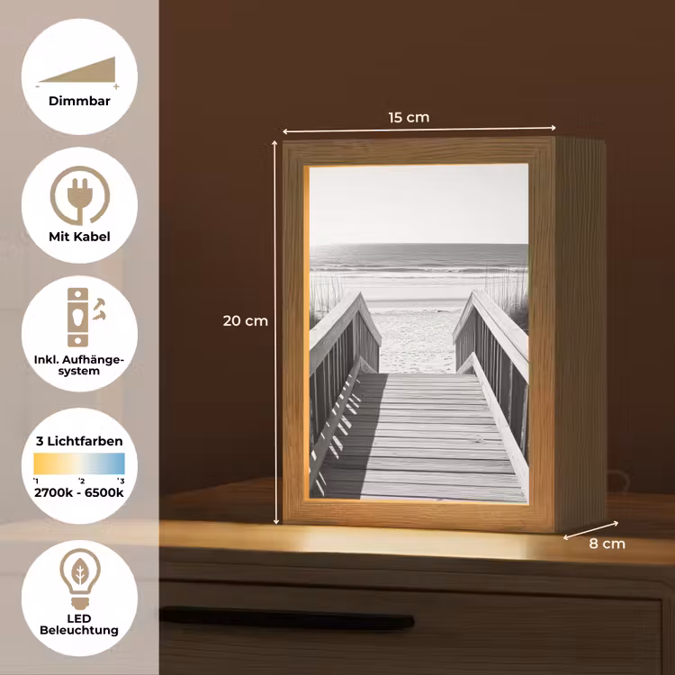 Loopbrug - Hout - Strand - Zee Light Box met kabel (Tafellamp) klein -USP_DE