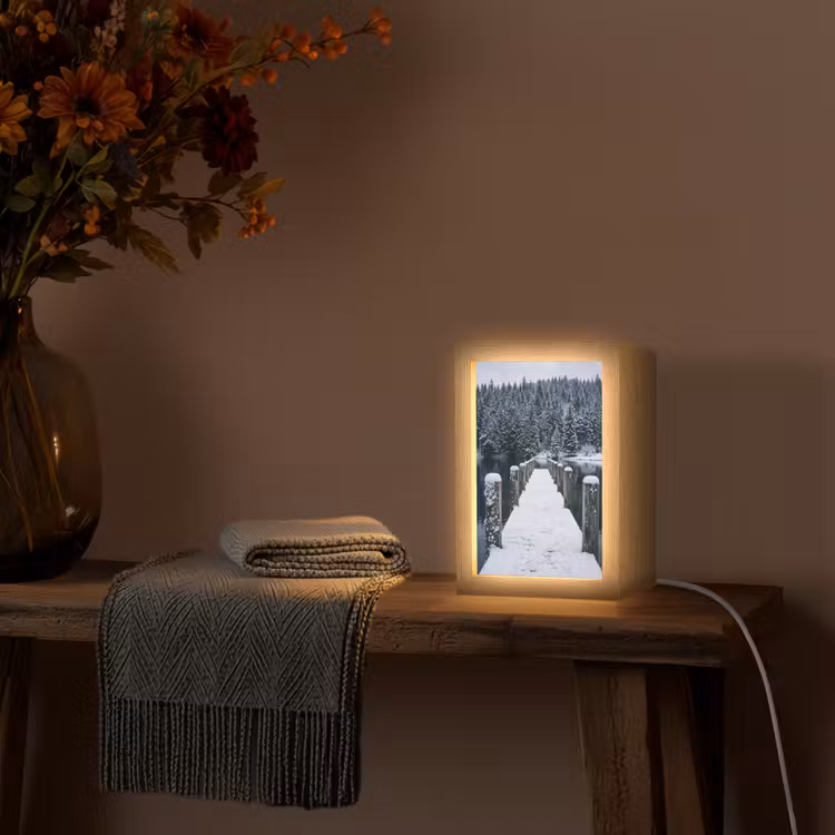 Steiger - Meer - Sneeuw - Bergen - Rustgevend Light Box met kabel (Tafellamp) klein -sfeer4