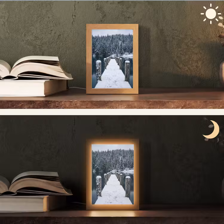 Steiger - Meer - Sneeuw - Bergen - Rustgevend Light Box met kabel (Tafellamp) klein -sfeer3