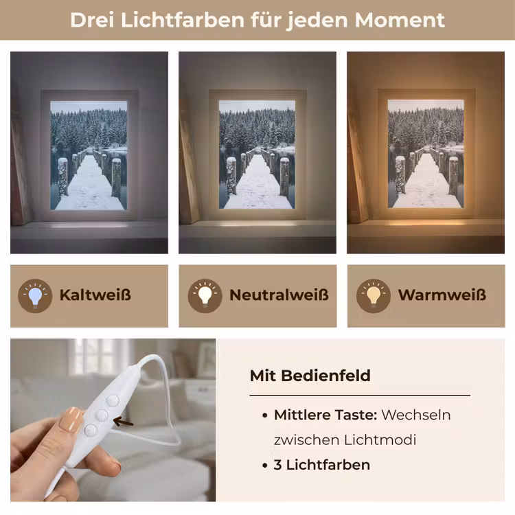 Steiger - Meer - Sneeuw - Bergen - Rustgevend Light Box met kabel (Tafellamp) klein -USP_lichtkleurDE