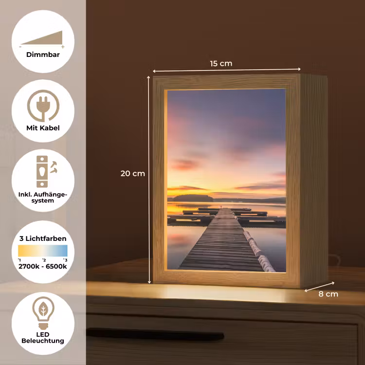 Steiger - Zonsondergang - Water - Zee - Reflectie Light Box met kabel (Tafellamp) klein -USP_DE