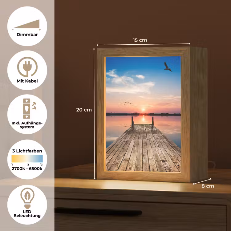 Steiger - Water - Zonsondergang - Roze - Horizon Light Box met kabel (Tafellamp) klein -USP_DE