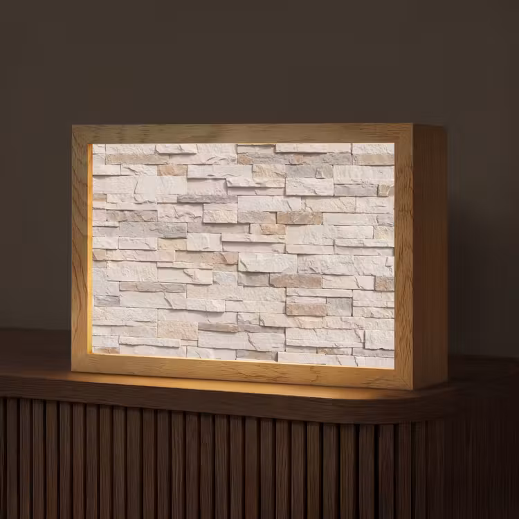Steen - Muur - Textuur - Rustiek - Beige Light Box met kabel (Tafellamp) klein -z3d_website