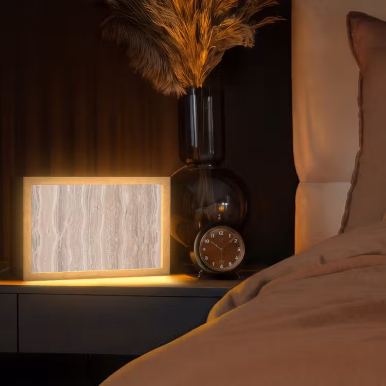 Steen - Patroon - Textuur - Natuurlijk - Beige Light Box met kabel (Tafellamp) klein -sfeer1
