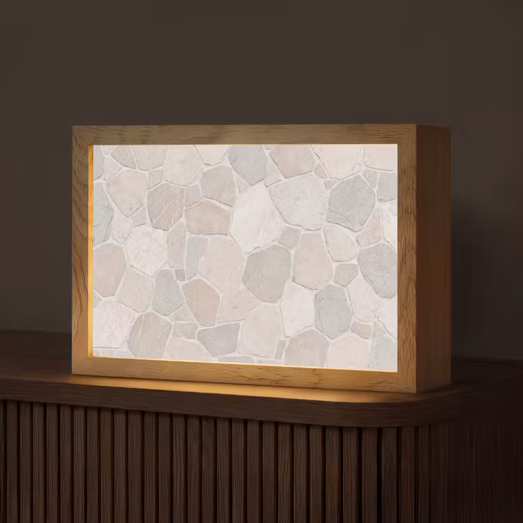 Steen - Patroon - Textuur - Beige Light Box met kabel (Tafellamp) klein -z3d_website