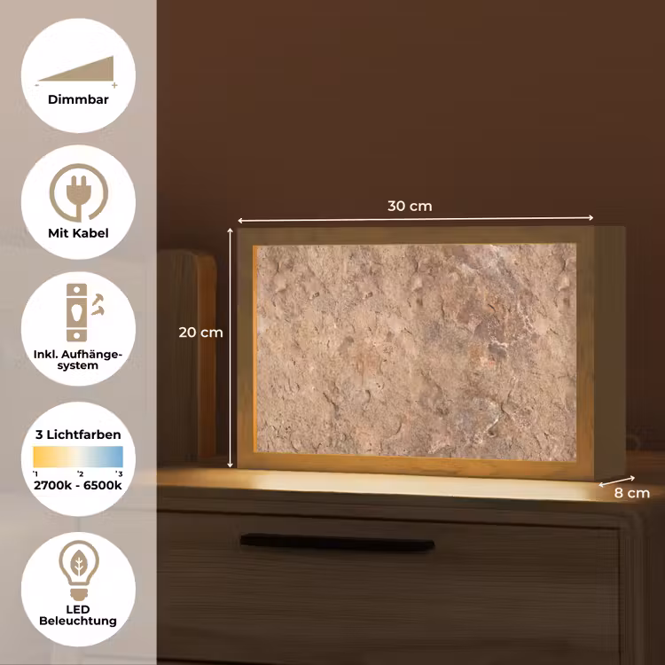 Steen - Natuur - Textuur - Abstract - Bruin Light Box met kabel (Tafellamp) klein -USP_DE