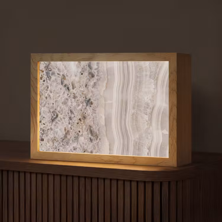 Steen - Textuur - Abstract - Beige - Wit Light Box met kabel (Tafellamp) klein -z3d_website