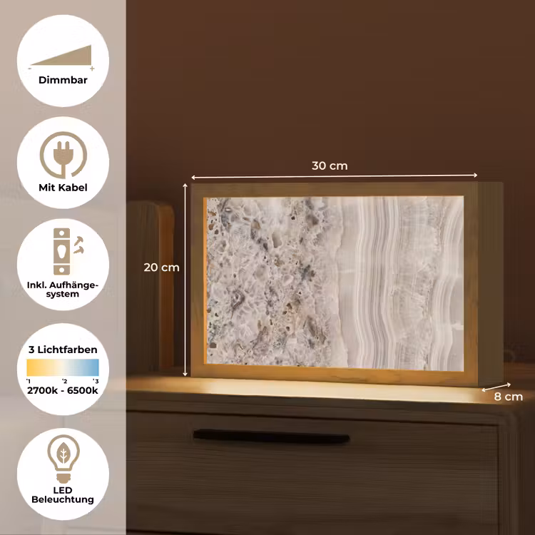 Steen - Textuur - Abstract - Beige - Wit Light Box met kabel (Tafellamp) klein -USP_DE