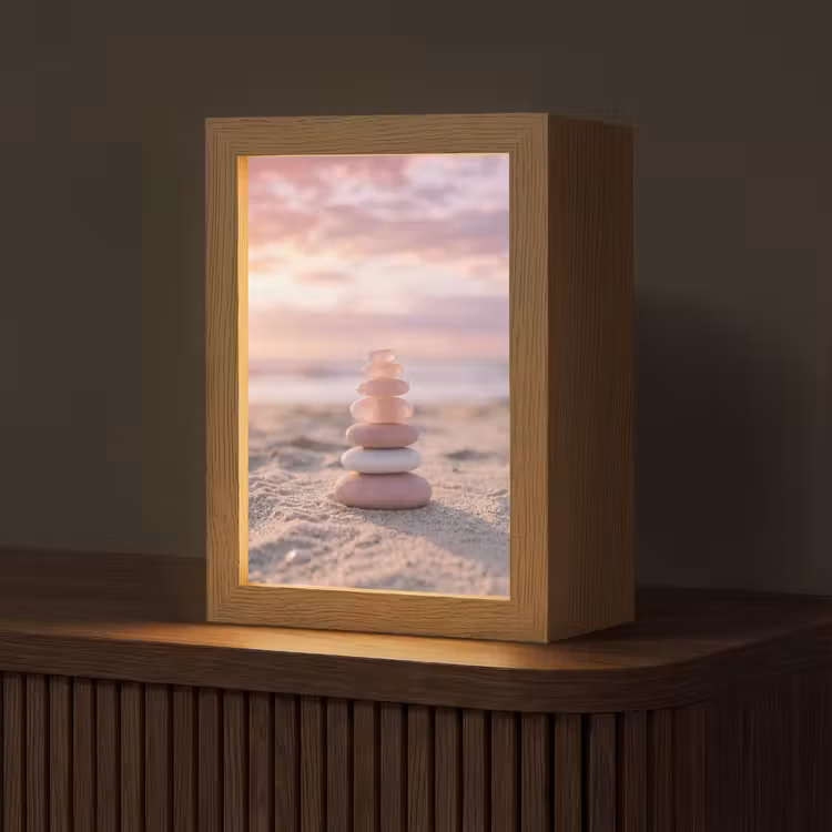 Stenen - Zand - Roze Light Box met kabel (Tafellamp) klein -z3d_website