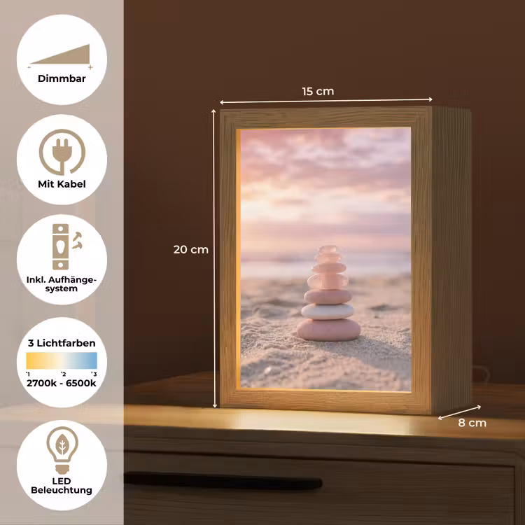 Stenen - Zand - Roze Light Box met kabel (Tafellamp) klein -USP_DE