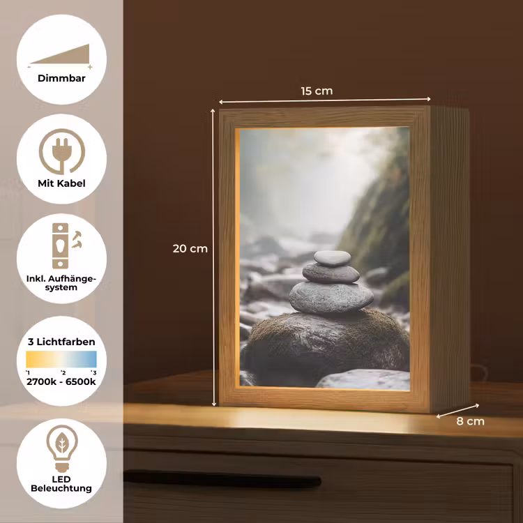 Stenen - Stapel - Natuur Light Box met kabel (Tafellamp) klein -USP_DE