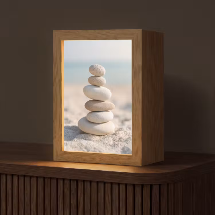 Stenen - Stapel - Zand - Zee Light Box met kabel (Tafellamp) klein -z3d_website