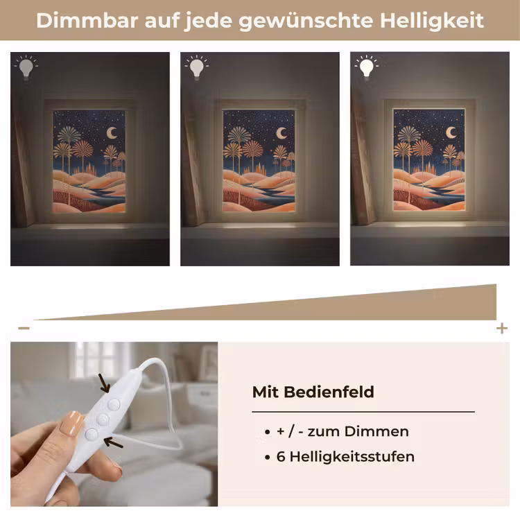 Sterrenhemel - Palmen - Rivier Light Box met kabel (Tafellamp) klein -USP_dimbaarDE